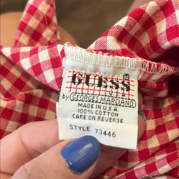 Vintage Guess front tie crop with denim collar & pearl snap small EUC - Picture 5 of 7